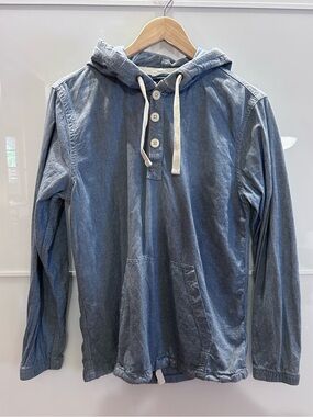CPO Provisions Men's Denim Blue Hooded Button Pullover